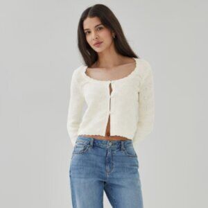 NWT Joe Fresh Chevron Knit Cardigan Off White | Size US M